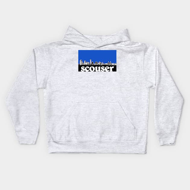 Scouser / Liverpool Blue Skyline Design Kids Hoodie by DankFutura